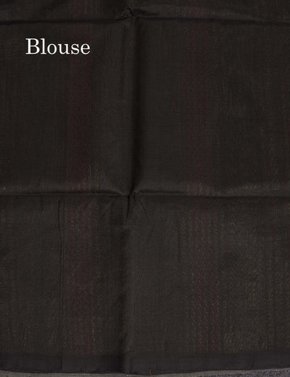 Pure Silk Cotton Saree - Half White Colour Body Thread Butta & Black Blouse