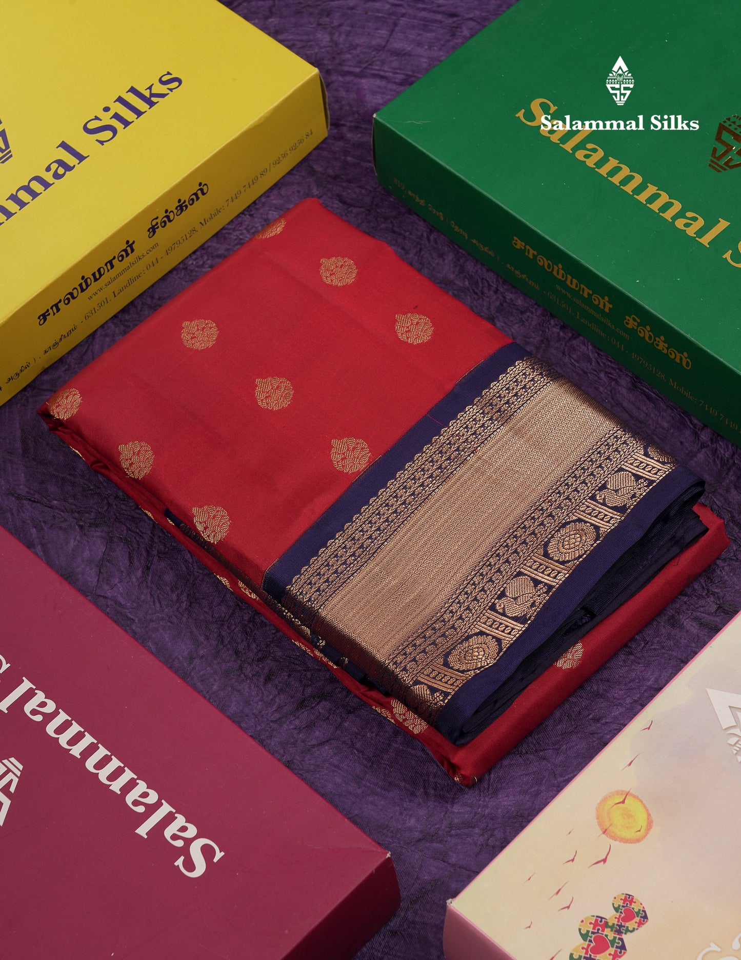 Beautiful Maroon Pure Kanjivaram Silk Saree With Contrast Navy Blue Traditional Border