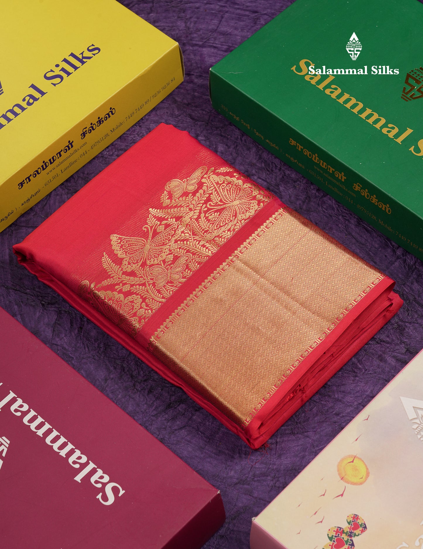 Beautiful Pinkish Red Plain Pure Kanjivaram Silk Saree With Traditional Border