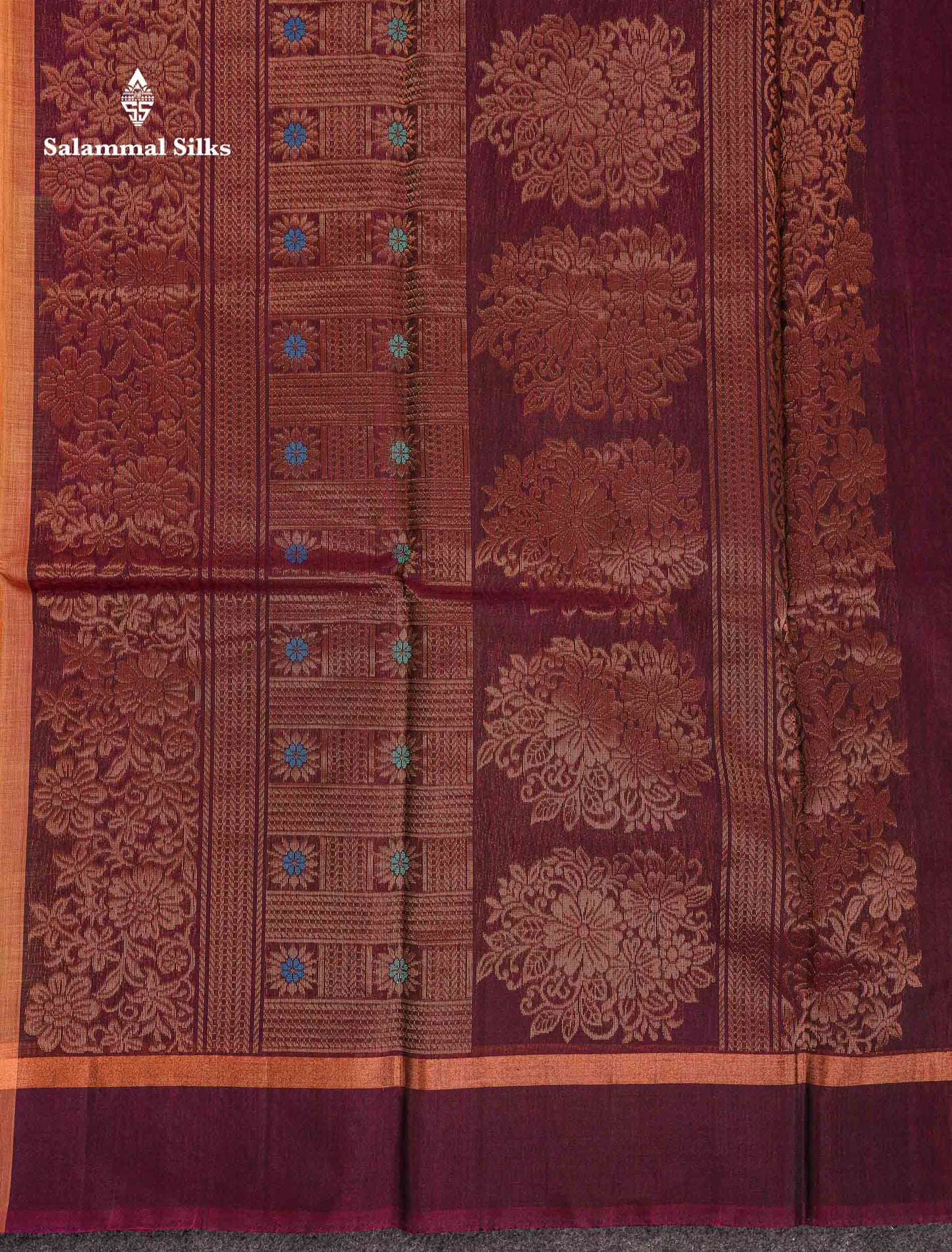 Beautiful Mehandi Green Silver & Copper Zari Butta SICO Cotton Saree With Contrast Bottle Green Border
