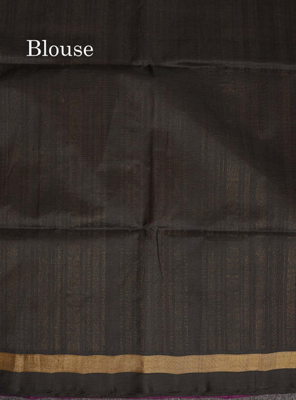 Pure Silk Cotton Saree - Yellow Colour Body Vertical Line With Thread Butta & Pink Blouse