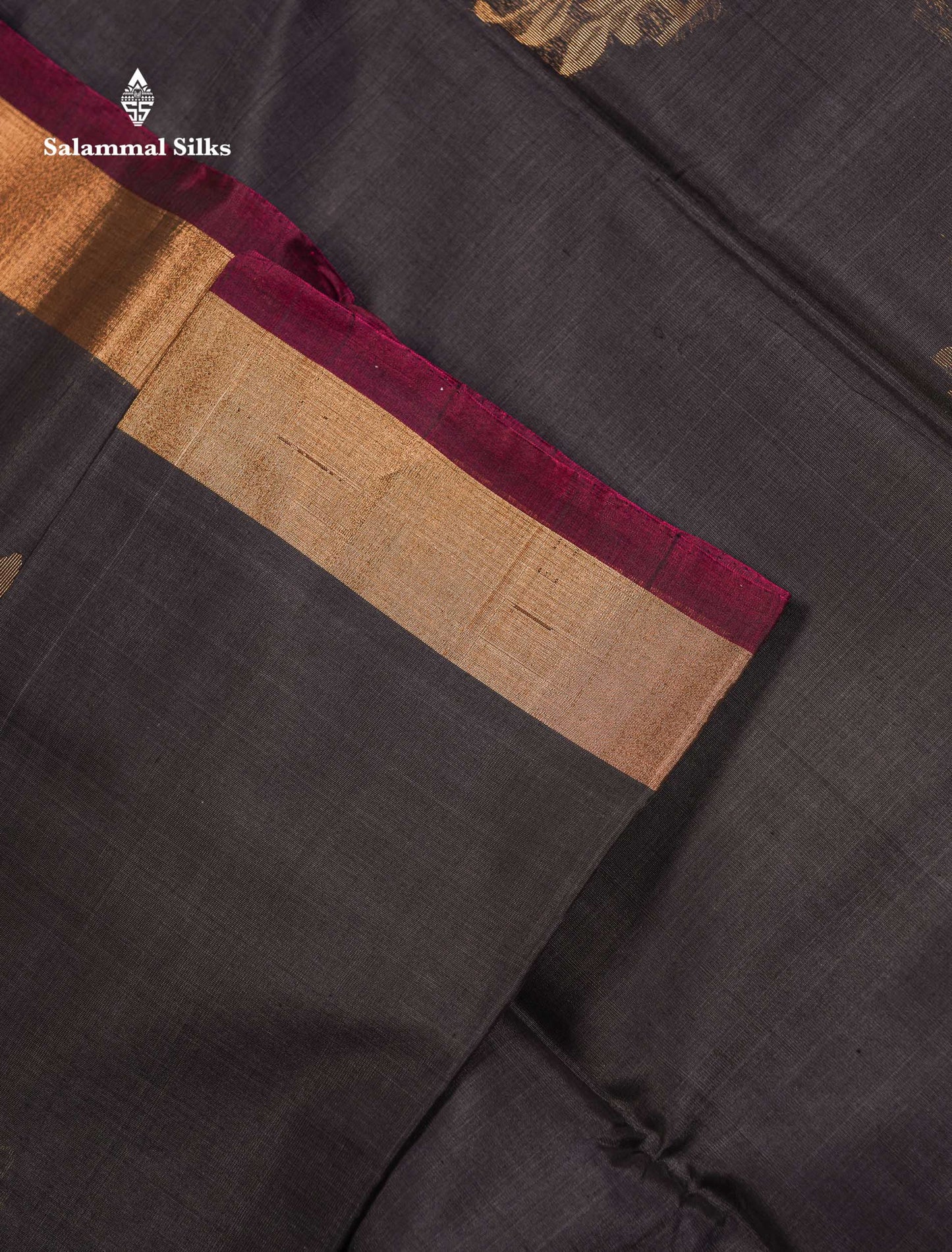 Beautiful Elephant Grey Zari Butta SICO Cotton Saree With Contrast Dark Magenta Blouse