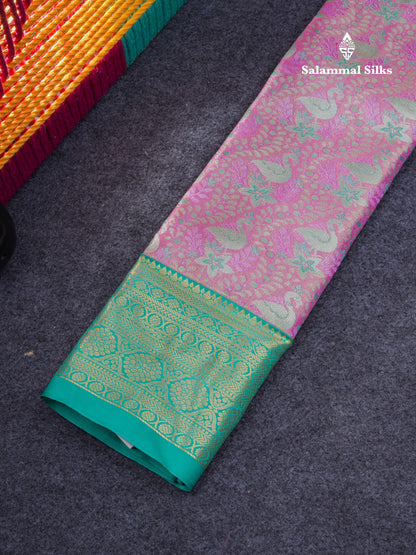 Semi Pattu Pavadai Tissue ( Light Lavender ) With Contrast Rexona Blouse 21.5"