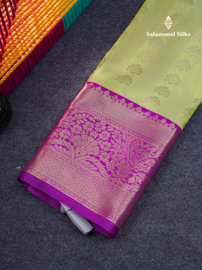 Semi Silk Pattu Pavadai ( Light Elaichi Green ) with Vadamalli Blouse 26"