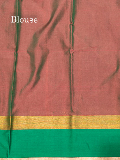 Violet Colour Semi Silk Saree With Green Border
