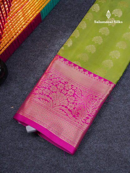 Semi Silk Pattu Pavadai ( Chilly Red ) with Contrast Bottle Green Blouse 27"