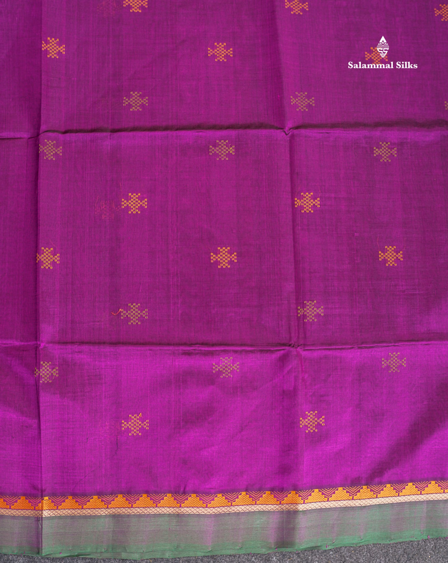 Pure Silk Cotton Saree - Dark Purple Colour Body Thread Butta & Traditional Border