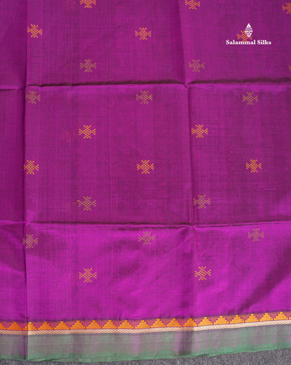 Pure Silk Cotton Saree - Dark Purple Colour Body Thread Butta & Traditional Border