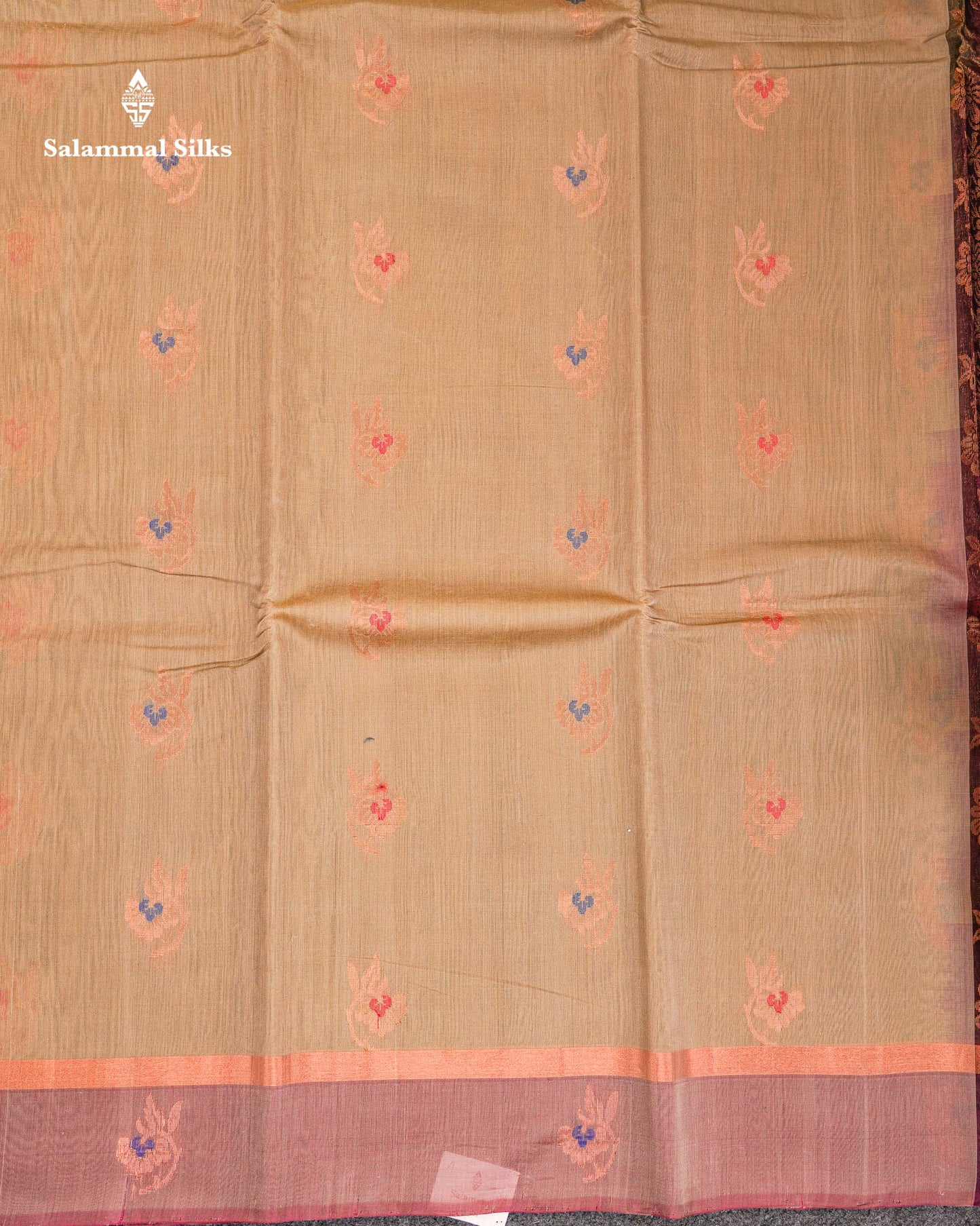 Beautiful Elephant Grey Zari Butta Menakari Work SICO Cotton Saree With Contrast Bottle Green Border