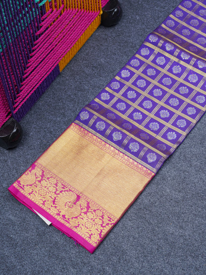 Pure Silk Pattu Pavadai (Violet ) With Pink Blouse 36"