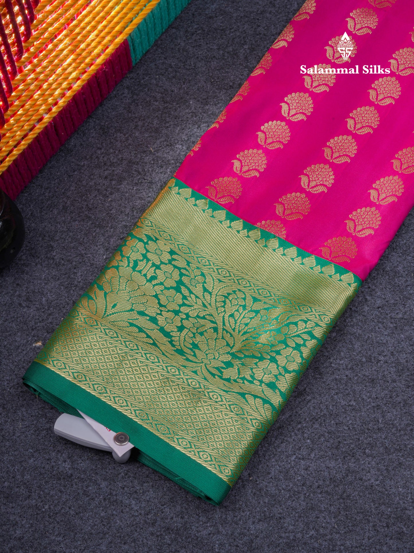 Semi Silk Pattu Pavadai ( Chilly Red ) with Contrast Bottle Green Blouse 27"
