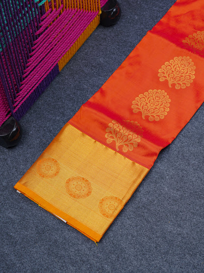 Pure Silk Pattu Pavadai (Fanta Orange ) With Yellow Blouse 36"