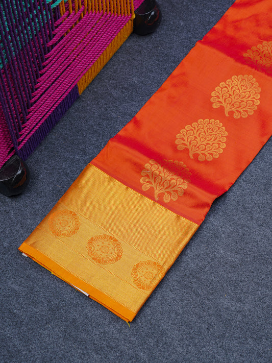 Pure Silk Pattu Pavadai (Fanta Orange ) With Yellow Blouse 36"