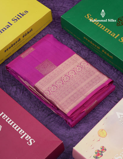 Beautiful Light Purple Pure Kanjivaram Silk Saree With Traditional Border