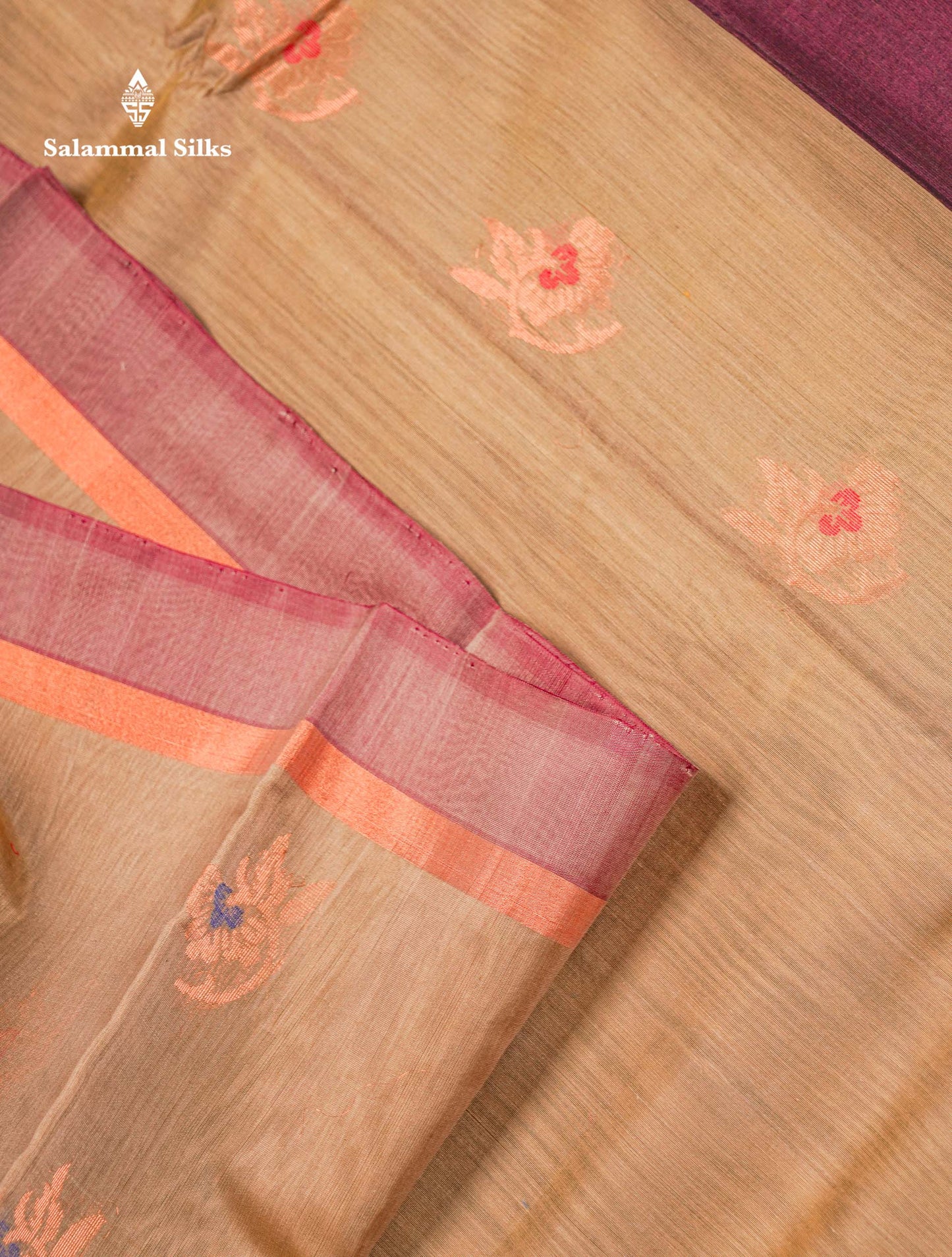 Beautiful Elephant Grey Zari Butta Menakari Work SICO Cotton Saree With Contrast Bottle Green Border