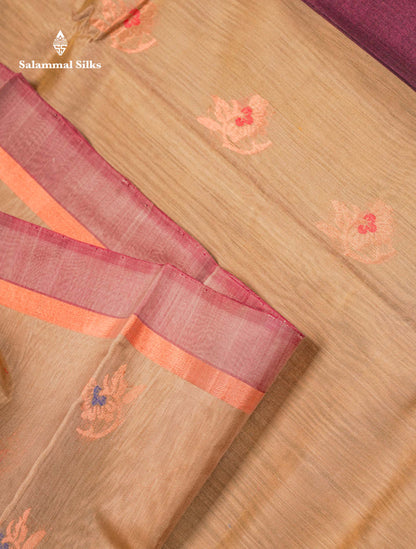 Beautiful Elephant Grey Zari Butta Menakari Work SICO Cotton Saree With Contrast Bottle Green Border