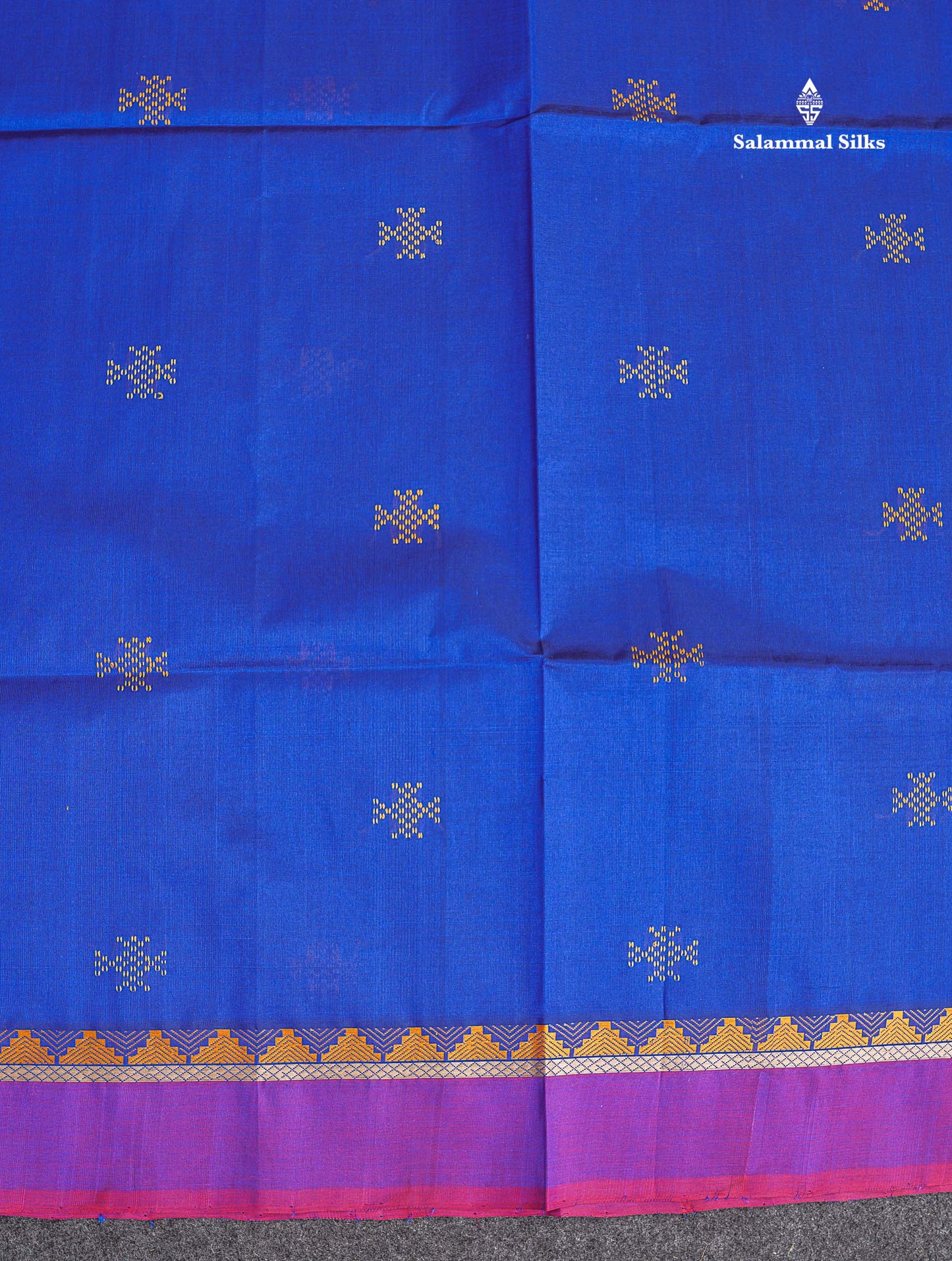 Pure Silk Cotton Saree - Dark Purple Colour Body Thread Butta & Traditional Border