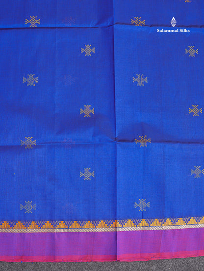 Pure Silk Cotton Saree - Dark Purple Colour Body Thread Butta & Traditional Border