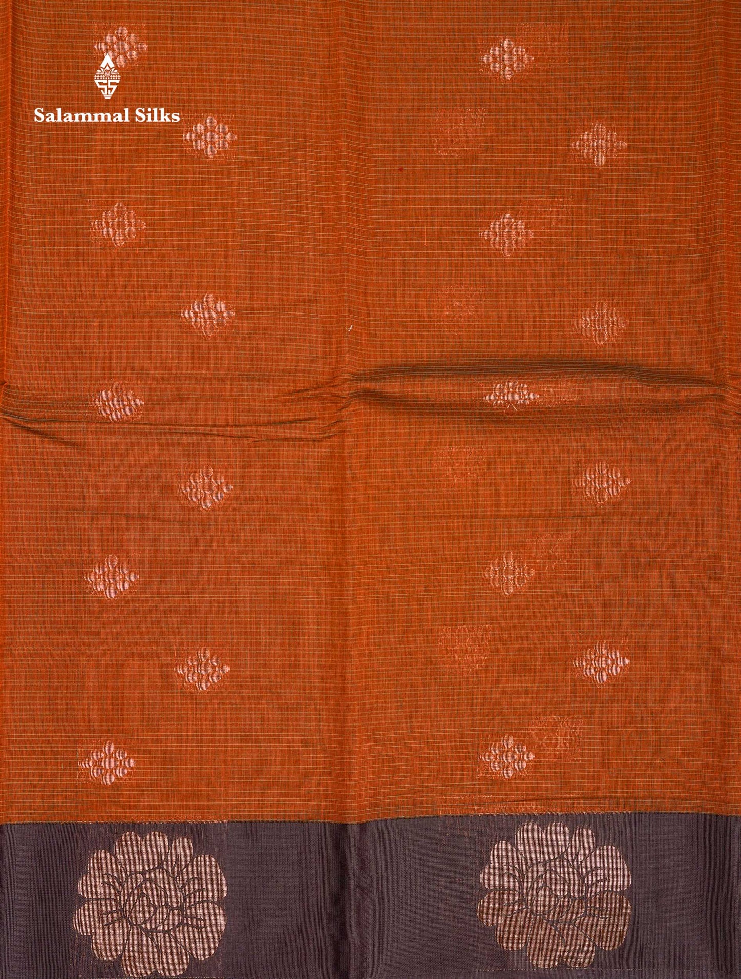 Beautiful Brown Copper Zari Butta Kota Cotton Saree With Contrast Dark Brown Border