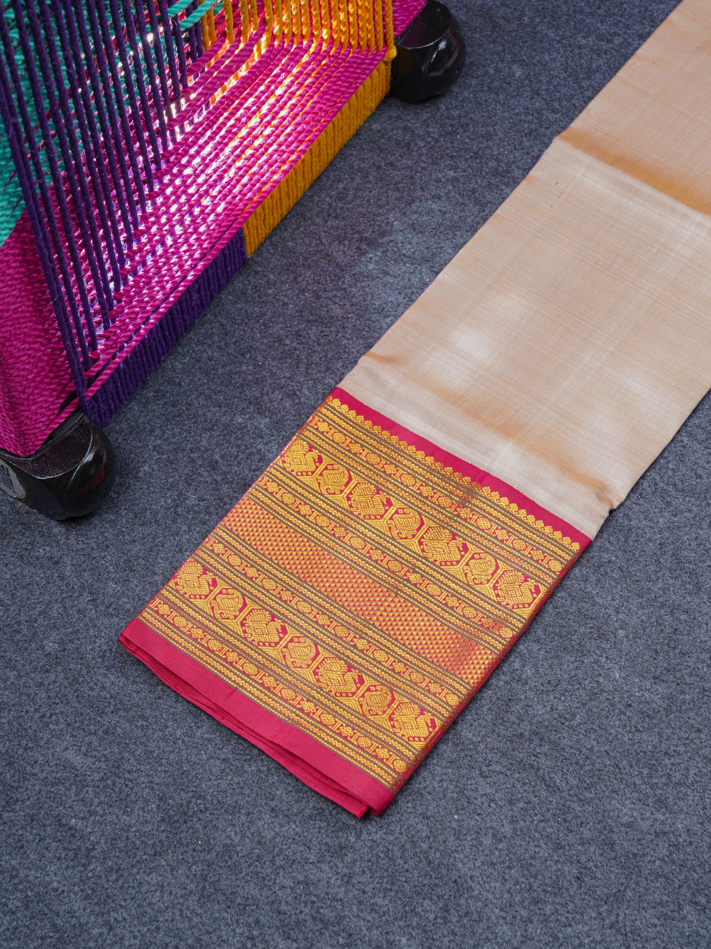 Pure Silk Pattu Pavadai (Sandal) With Chilly Red Blouse 23.50"