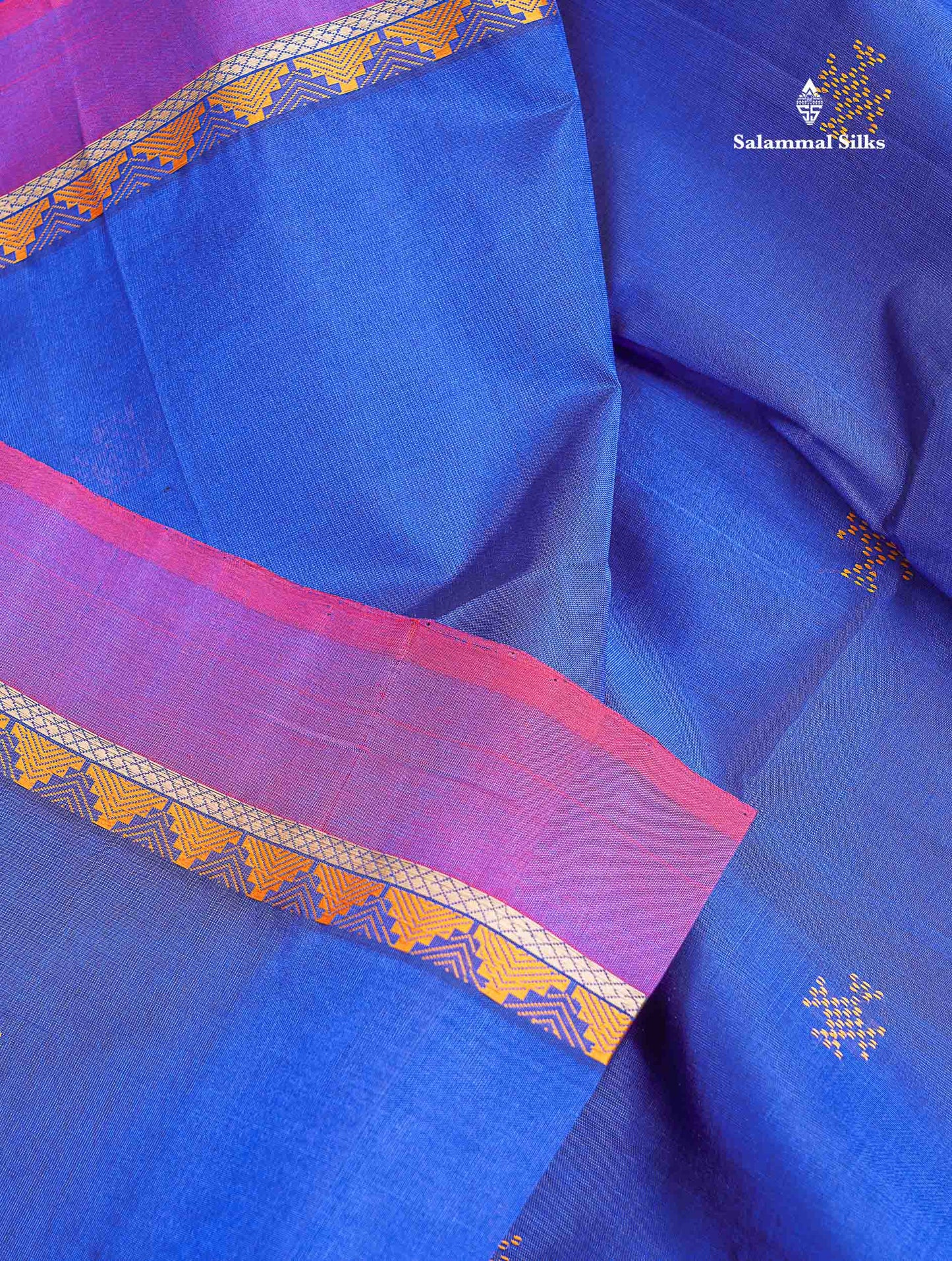 Pure Silk Cotton Saree - Dark Purple Colour Body Thread Butta & Traditional Border