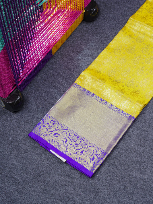 Pure Silk Pattu Pavadai (Gold) With Royal Blue Blouse 36"