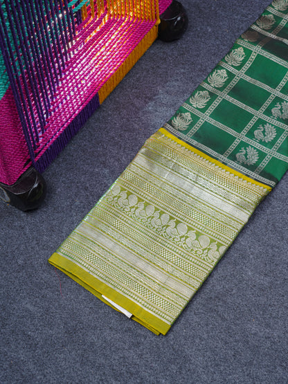 Pure Silk Pattu Pavadai (Bottle Green) With Manthulir Yellow Blouse 36"