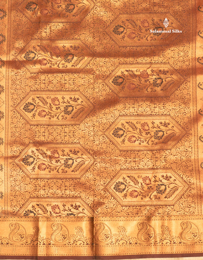 Bottle Green Colour Semi Silk Saree With Navy Blue Copper Zari Border