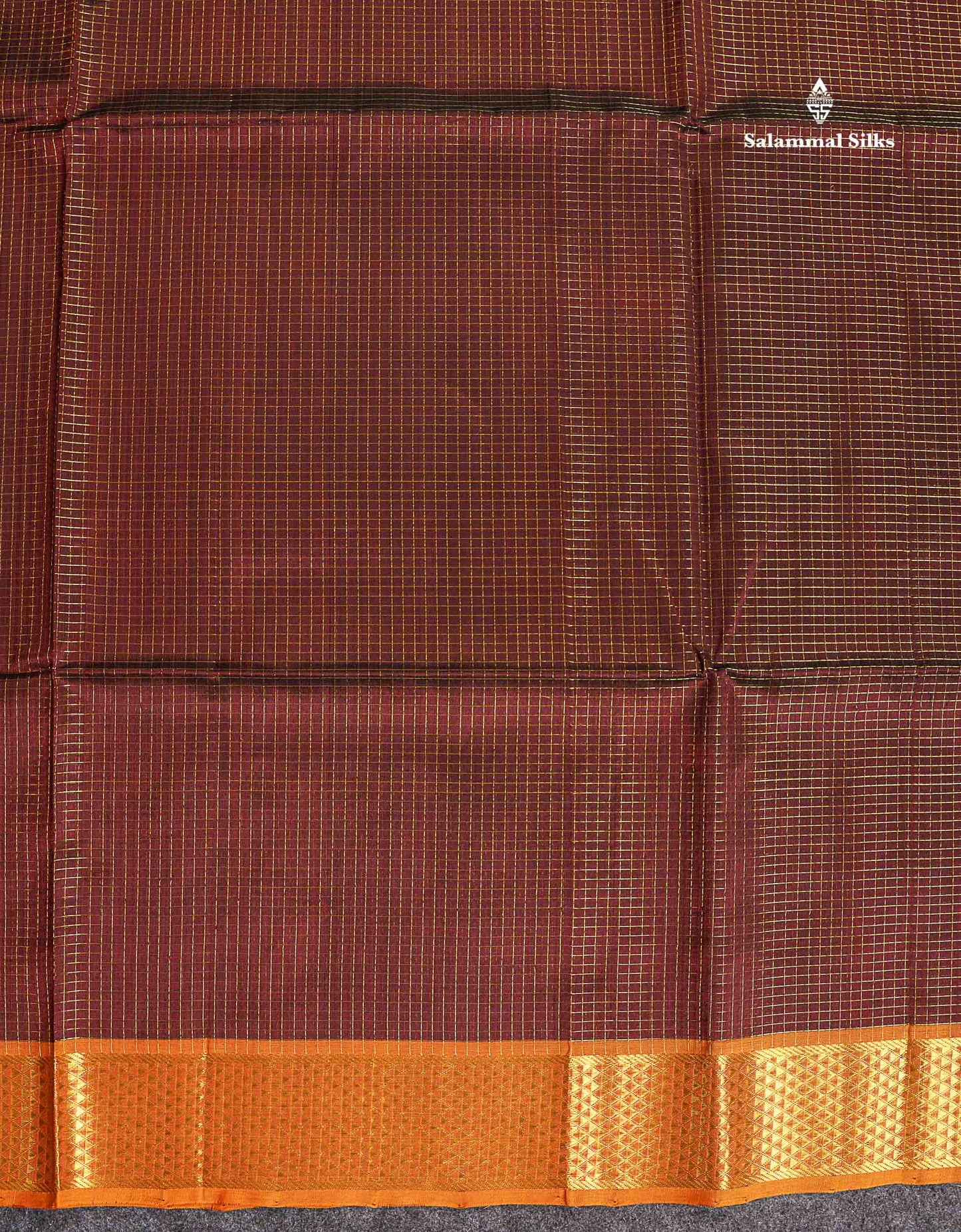 Pure Silk Cotton Saree - Maroon Colour Body Small Zari Checks With Contrast Red Border