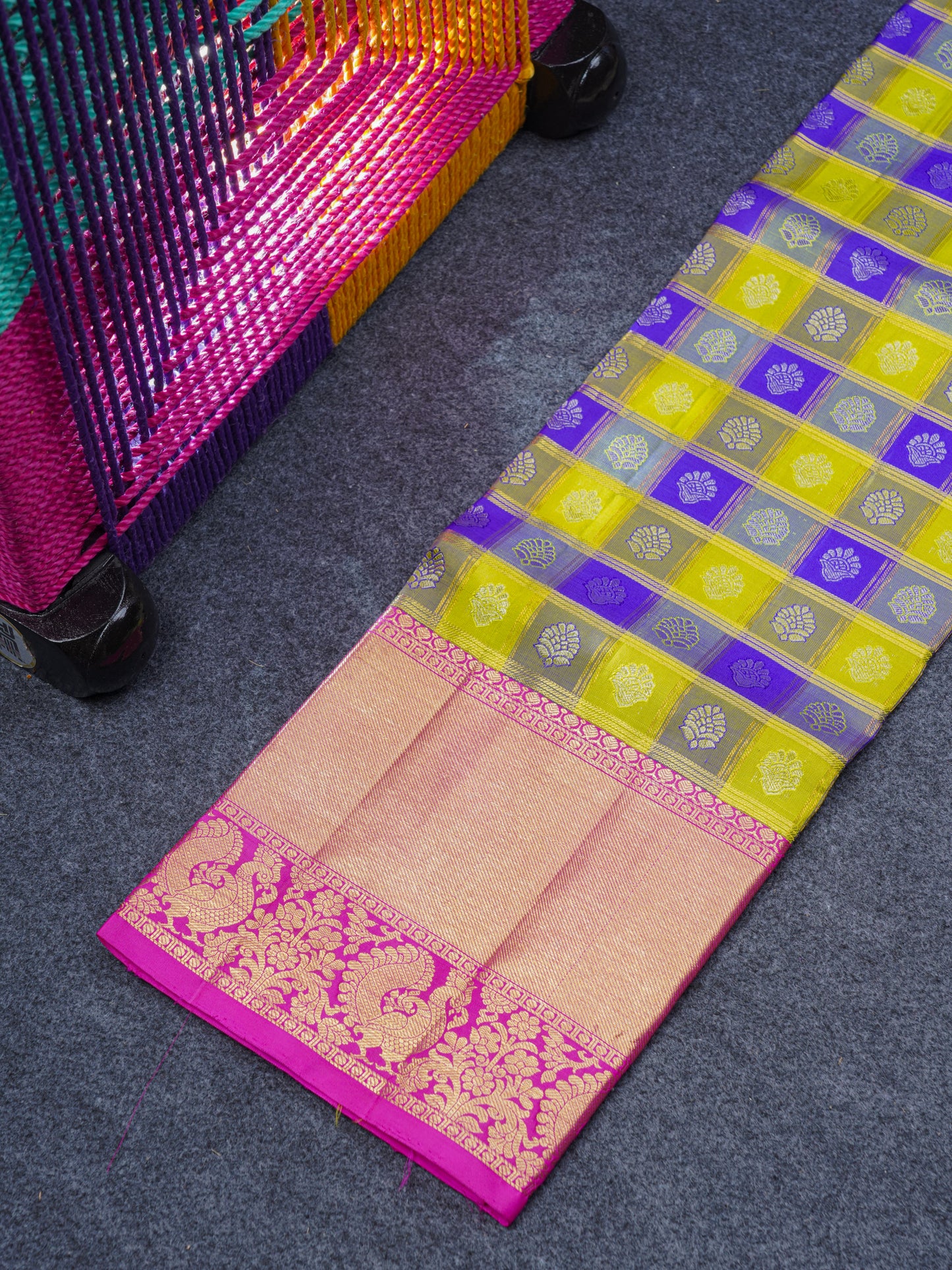 Pure Silk Pattu Pavadai (MultiColour Checks) With Pink Blouse 36"