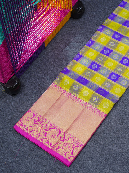 Pure Silk Pattu Pavadai (MultiColour Checks) With Pink Blouse 36"