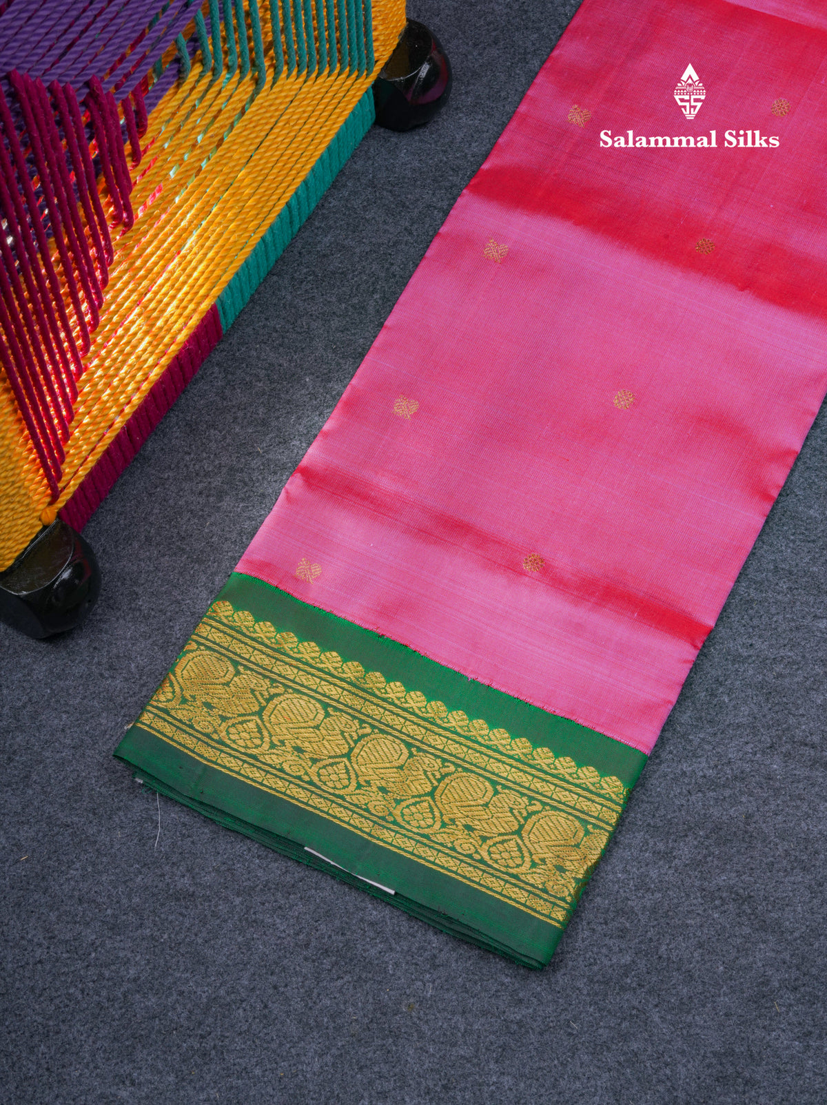 Koravi Pure Silk Pattu Pavadai 2G (Dual Tone Pink) With Bottle Green Blouse 30"