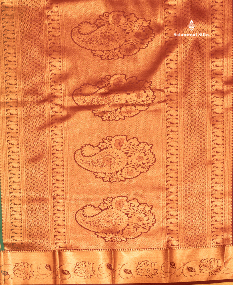 Saffire Green Colour Semi Silk Saree With Copper Zari Border