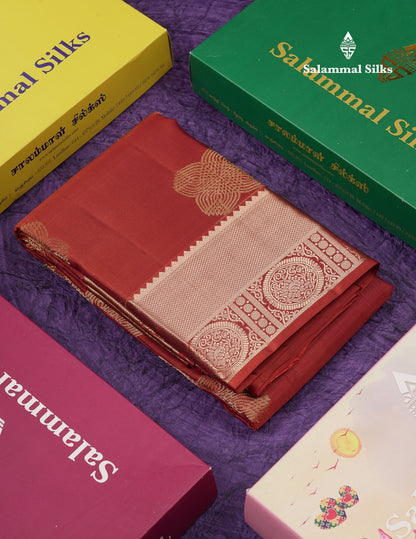 Beautiful Brown Pure Kanjivaram Silk Saree With Traditional Border
