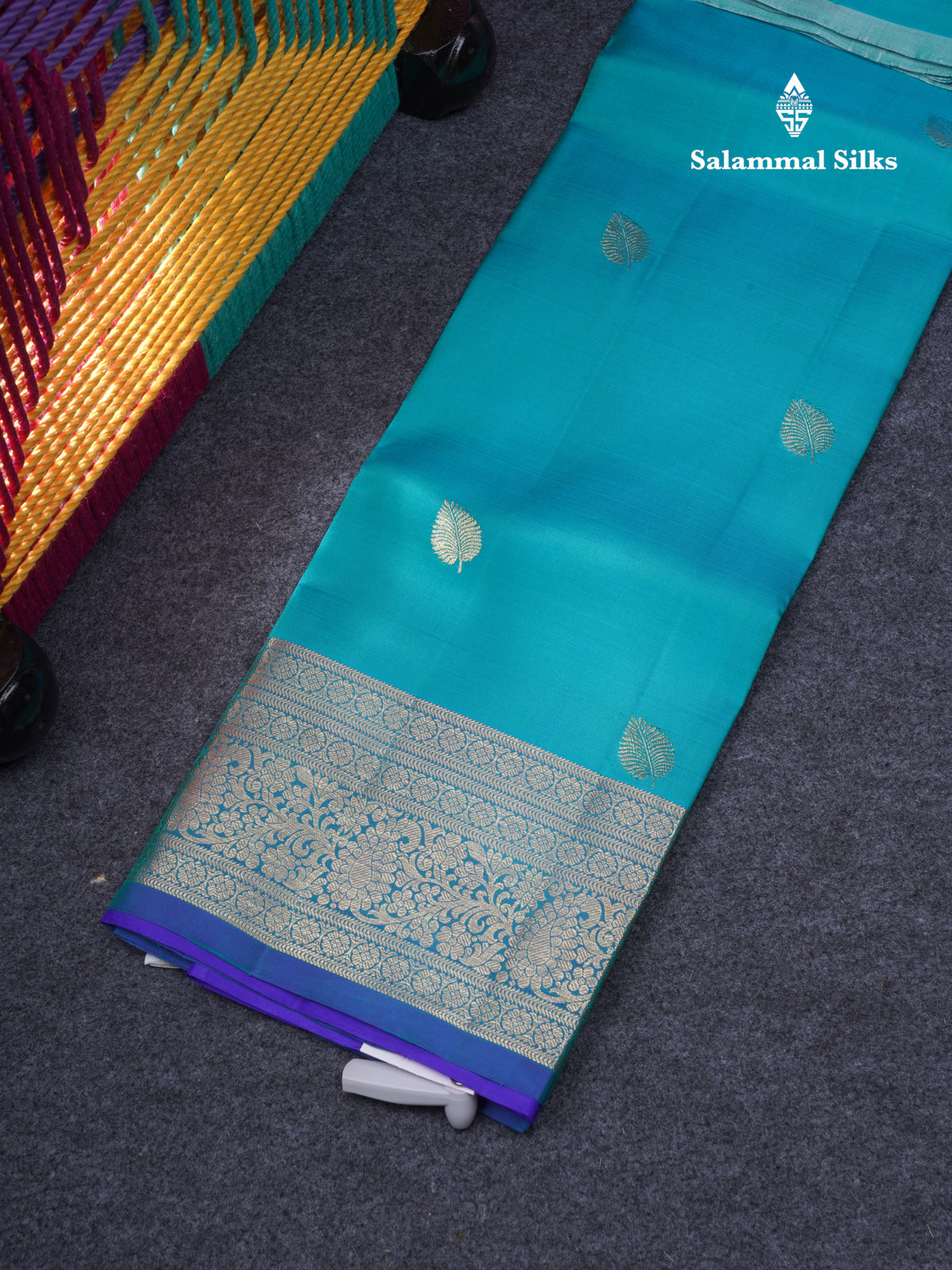 Pure Silk Pattu Pavadai (Dual Tone Peacock Blue) With Violet Blouse 36"