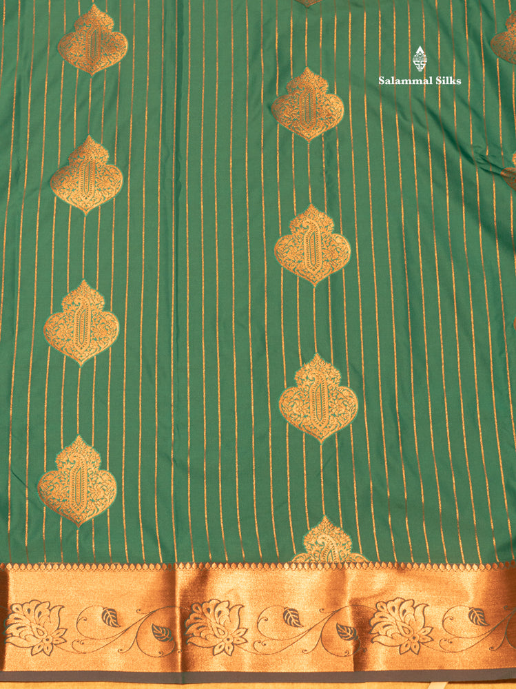 Saffire Green Colour Semi Silk Saree With Copper Zari Border