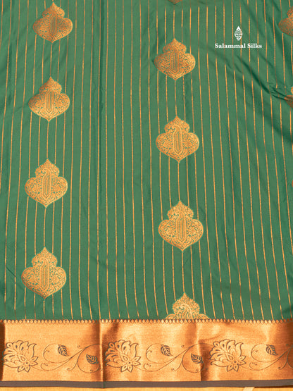 Saffire Green Colour Semi Silk Saree With Copper Zari Border