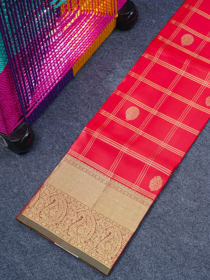 Pure Silk Pattu Pavadai (Chilly Red) With Bottle Green Blouse 36"