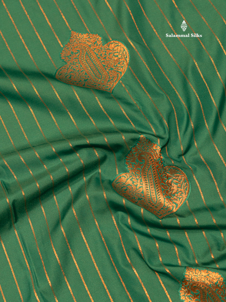 Saffire Green Colour Semi Silk Saree With Copper Zari Border
