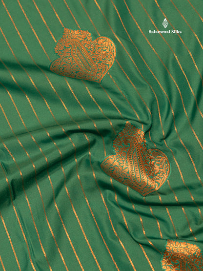 Saffire Green Colour Semi Silk Saree With Copper Zari Border