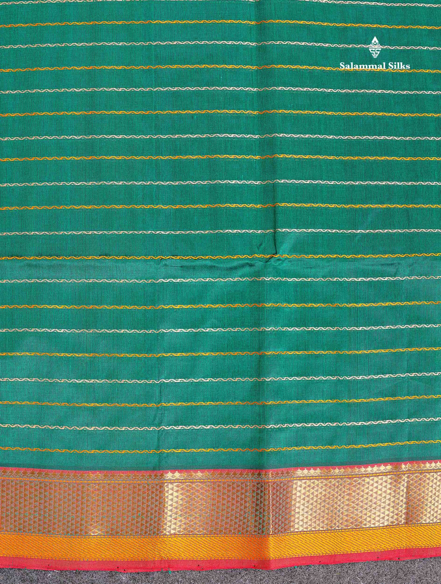 Pure Silk Cotton Saree - Peacock Green Colour Body Thread Work With Traditional Border