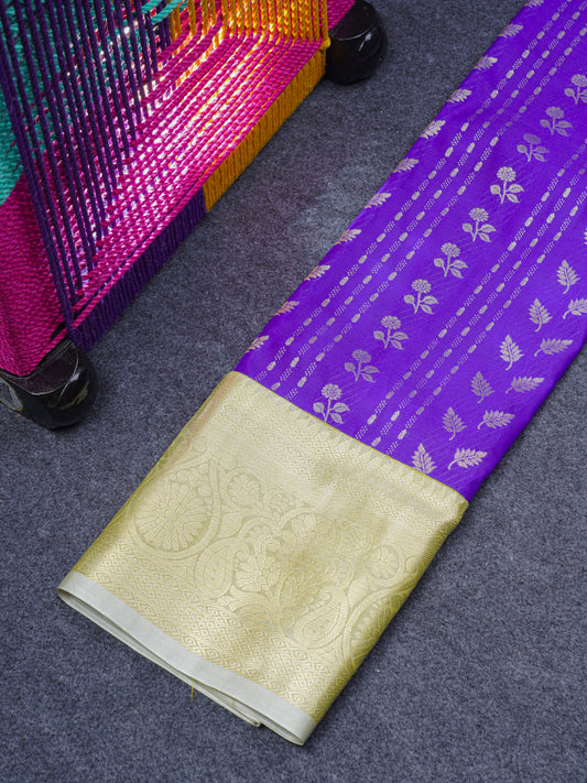 Semi Silk Pattu Pavadai (Violet) With Sandal Blouse 35.20"