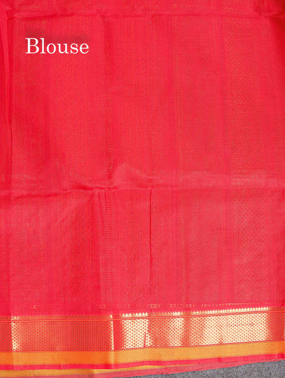Pure Silk Cotton Saree - Peacock Green Colour Body Thread Work With Traditional Border