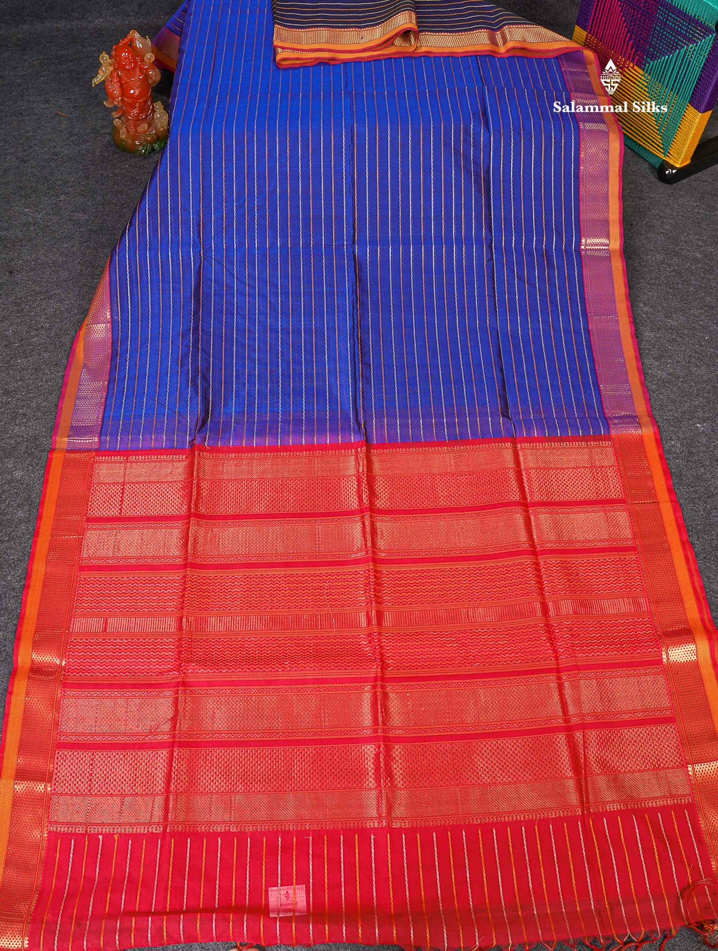 Pure Silk Cotton Saree - Peacock Green Colour Body Thread Work With Traditional Border