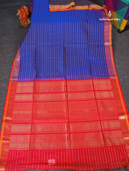 Pure Silk Cotton Saree - Peacock Green Colour Body Thread Work With Traditional Border
