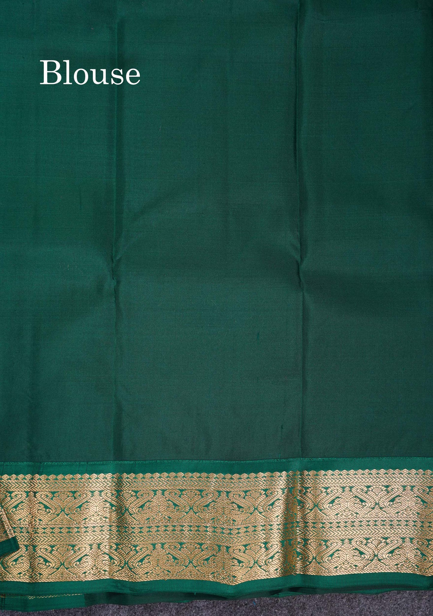 Beautiful Grey Pure Kanjivaram Silk Saree With Contrast Bottle Green Traditional Border