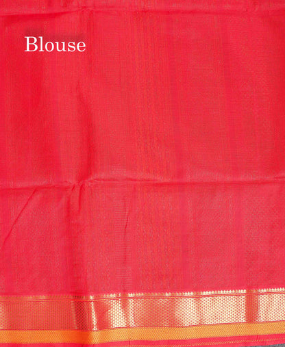Pure Silk Cotton Saree - Peacock Green Colour Body Thread Work With Traditional Border