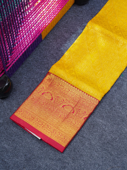 Pure Silk Pattu Pavadai ( Gold Colour ) With Red Blouse 27"