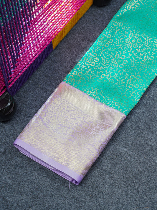 Semi Silk Pattu Pavadai (Sapphire Green) with Lavender Blouse 27"