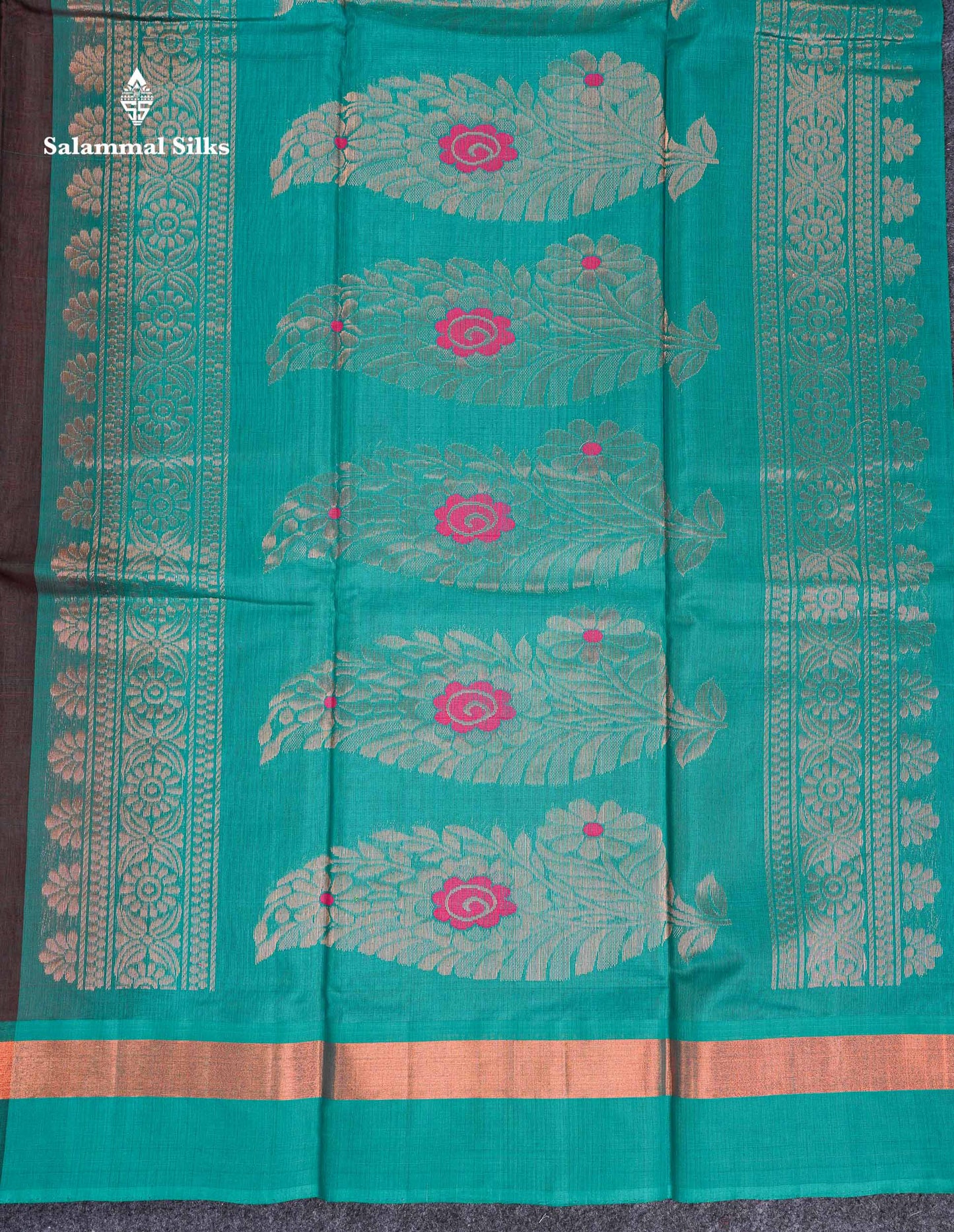 Beautiful Ananda Blue Zari Butta Menakari Work SICO Cotton Saree With Contrast Pink Blouse